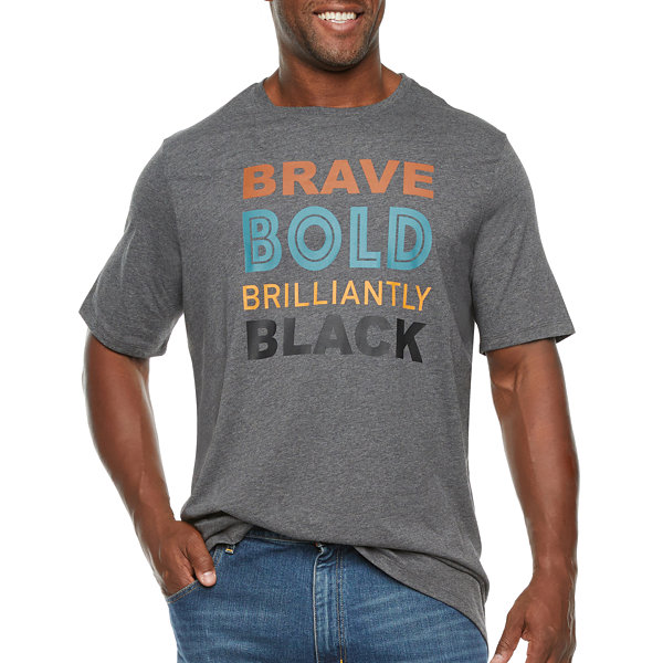 Hope & Wonder Brave Bold Brillantly Black Big and Tall Mens Crew Neck Short Sleeve Graphic T-Shirt
