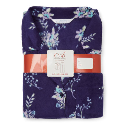 Adonna Fleece Womens Long Sleeve 2-pc. Pajama Sets