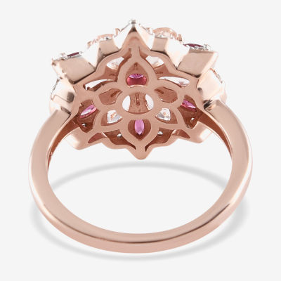 Womens Genuine Pink Morganite 14K Rose Gold Over Silver Cocktail Ring