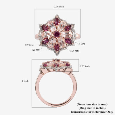 Womens Genuine Pink Morganite 14K Rose Gold Over Silver Cocktail Ring