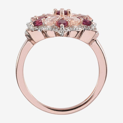 Womens Genuine Pink Morganite 14K Rose Gold Over Silver Cocktail Ring