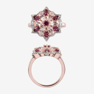 Womens Genuine Pink Morganite 14K Rose Gold Over Silver Cocktail Ring