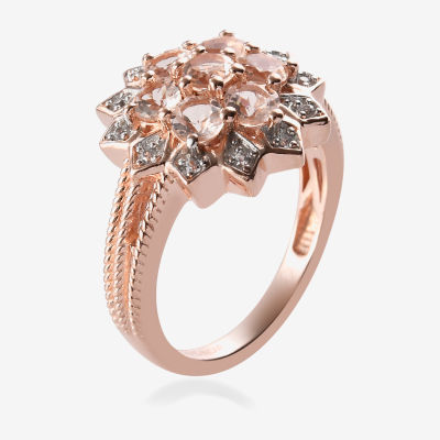 Womens Genuine Pink Morganite 14K Rose Gold Over Silver Cocktail Ring