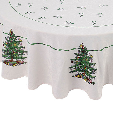 Spode Christmas Tree Round Tablecloth, One Size, Beige