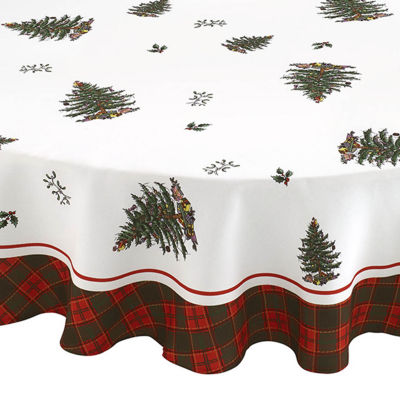 Spode Christmas Tree Tartan Round Tablecloth