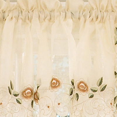Sweet Home Collection Rosemary Linen Embroidered Rod Pocket Valance