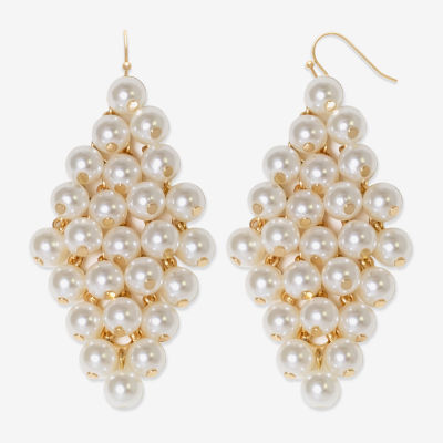Bold Elements Simulated Pearl Round Drop Earrings
