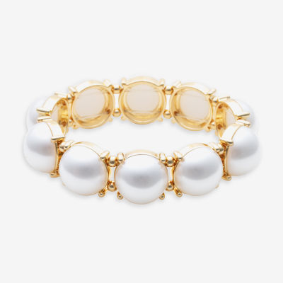 Bold Elements Simulated Pearl 7.5 Inch Round Stretch Bracelet