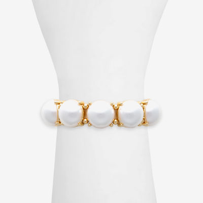 Bold Elements Simulated Pearl 7.5 Inch Round Stretch Bracelet