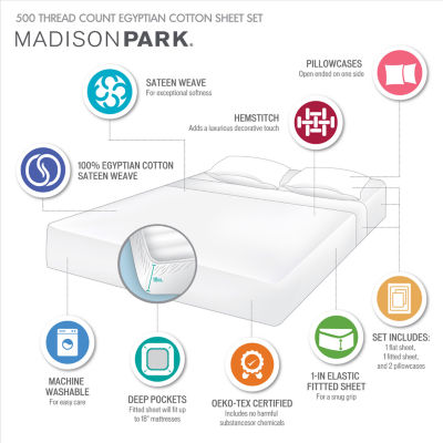 Madison Park Egyptian Cotton 500tc Deep Pocket Sheet Set