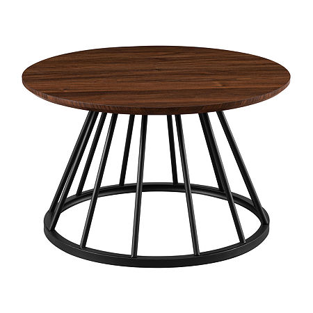 30 Metal Caged Base Coffee Table, One Size, Brown