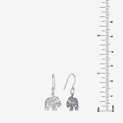 Silver Treasures Elephant Sterling Silver Drop Earrings