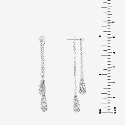 Sparkle Allure Crystal Pure Silver Over Brass Pear Drop Earrings