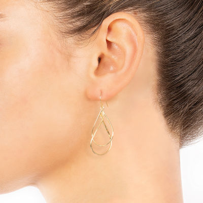 Silver Reflections 14K Gold Over Brass Pear Drop Earrings