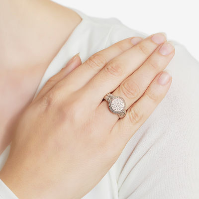 Sparkle Allure Pure Silver Over Brass Clear Crystal Cocktail Ring