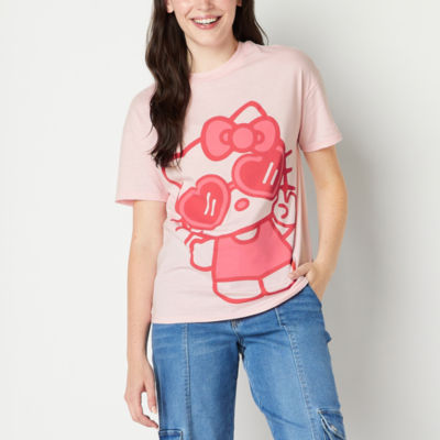 Juniors Womens Crew Neck Short Sleeve Hello Kitty Graphic T-Shirt ...