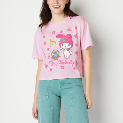 Juniors My Melody Womens Crew Neck Short Sleeve Hello Kitty Graphic T-Shirt