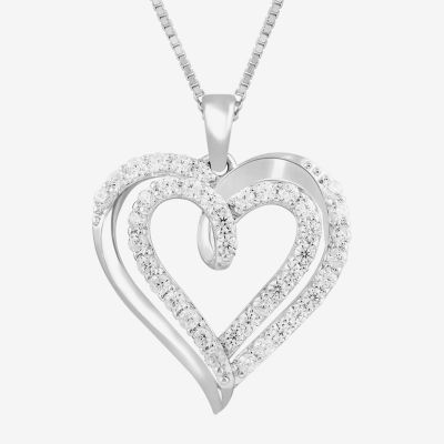 I / I2) Womens 3/8 CT. T.W. Lab Grown White Diamond 10K Gold Heart Pendant Necklace