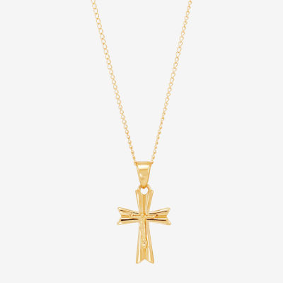 Girls 14K Gold Cross Pendant Necklace