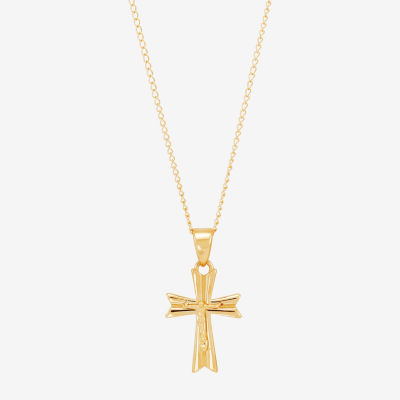 Girls 14K Gold Cross Pendant Necklaces