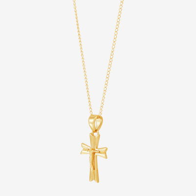 Girls 14K Gold Cross Pendant Necklace