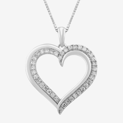 Womens 1/4 CT. T.W. Lab Grown White Diamond Sterling Silver Heart 18 Inch Pendant Necklace