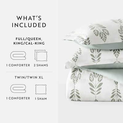 Casual Comfort Folk Leaves Midweight Down Alternative Comforter Set