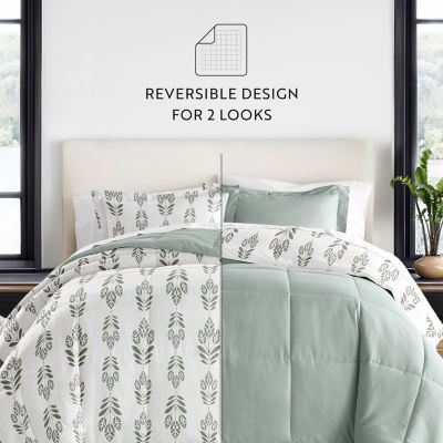 Casual Comfort Folk Leaves Midweight Down Alternative Comforter Set