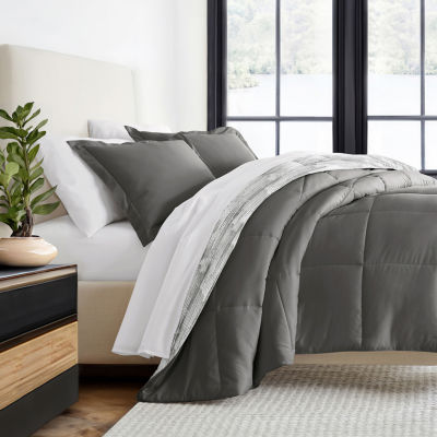 Casual Comfort Texture Stripe Midweight Down Alternative Comforter Set