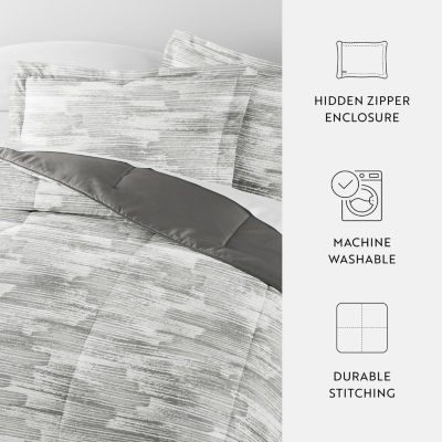 Casual Comfort Texture Stripe Midweight Down Alternative Comforter Set