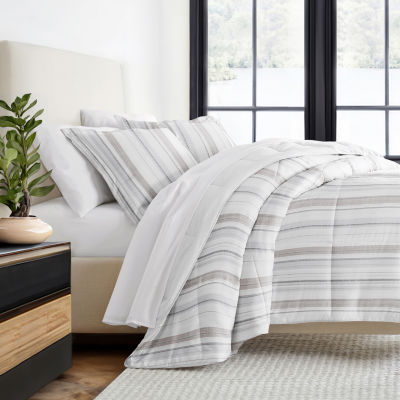 Casual Comfort Vertical Stripe Midweight Down Alternative Comforter Set