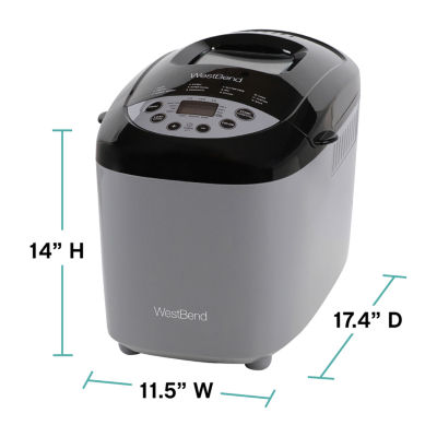 West Bend Hi-Rise Bread Maker with 12 Preset Digital Controls, in Gray