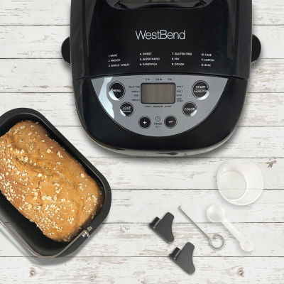 West Bend Hi-Rise Bread Maker with 12 Preset Digital Controls, in Gray