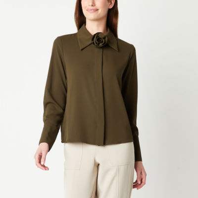 Worthington Womens Long Sleeve Blouse