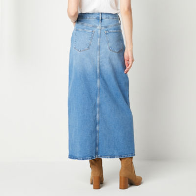 a.n.a Womens High Rise Long Denim Skirt