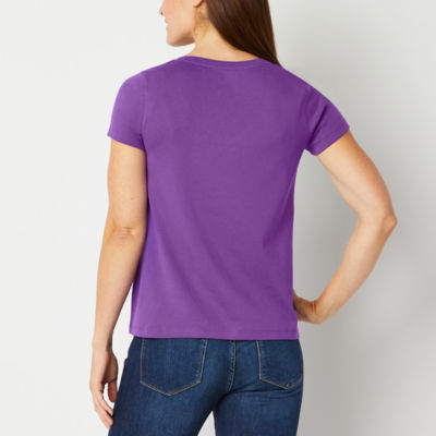 St. John's Bay Womens V Neck Short Sleeve Adaptive Easy-on + Easy-off Sensory Friendly T-Shirt