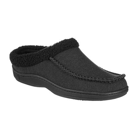 Isotoner Mens Moccasin Slippers, Medium, Black