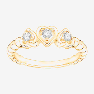 (Vs2, F) Womens 1/6 CT. T.W. Lab Grown White Diamond 14K Gold Over Silver Heart Cocktail Ring