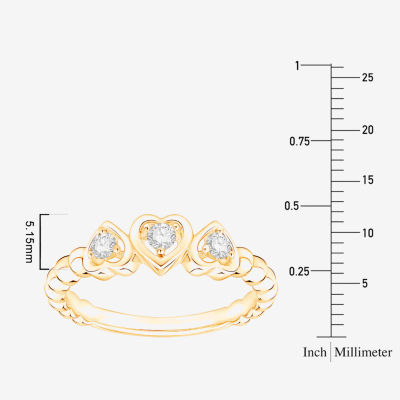 (Vs2, F) Womens 1/6 CT. T.W. Lab Grown White Diamond 14K Gold Over Silver Heart Cocktail Ring