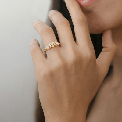 (Vs2, F) Womens 1/6 CT. T.W. Lab Grown White Diamond 14K Gold Over Silver Heart Cocktail Ring