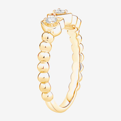 (Vs2, F) Womens 1/6 CT. T.W. Lab Grown White Diamond 14K Gold Over Silver Heart Cocktail Ring