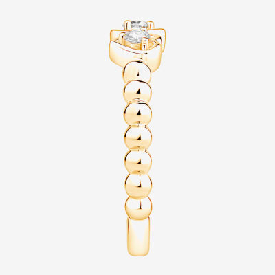 (Vs2, F) Womens 1/6 CT. T.W. Lab Grown White Diamond 14K Gold Over Silver Heart Cocktail Ring