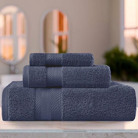 Superior Aria Collection | 100% Turkish Cotton 3-pc. Quick Dry Solid Bath Towel Set In Blue