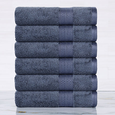 Superior Bamboo Collection | 100% Ryon From Bamboo 6-pc. Solid Hand Towel In Blue