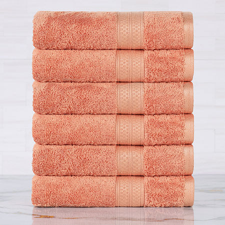Superior Bamboo Collection | 100% Ryon From Bamboo 6-pc. Solid Hand Towel In Orange