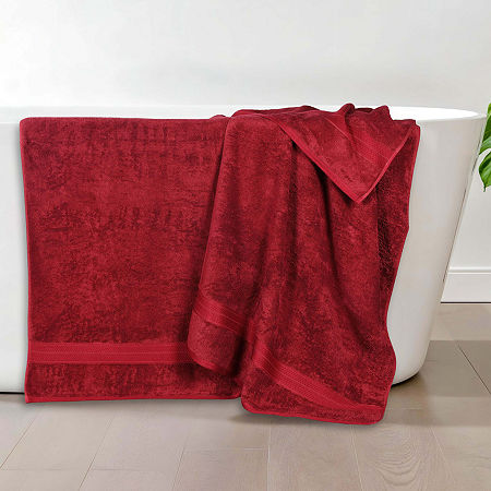 Superior Bamboo Collection | 100% Ryon From Bamboo 2-pc. Quick Dry Bath Towel In Red