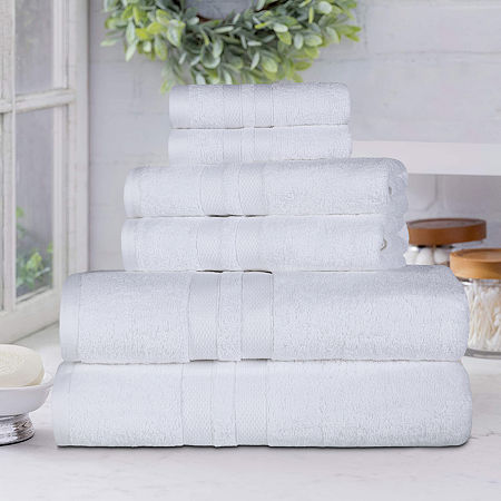 Superior Ultra Collection | 100% Cotton 6-pc. Quick Dry Solid Bath Towel Set In White