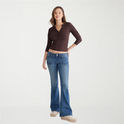AEROPOSTALE Womens Juniors Low Rise Flare Leg Jean