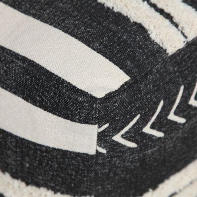 LR Home Vanessa 14" Handmade Cotton Pouf in Black/White