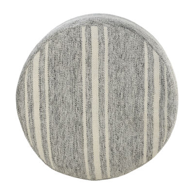 LR Home Bora Handmade Polyester Medium Pouf Striped Ottoman